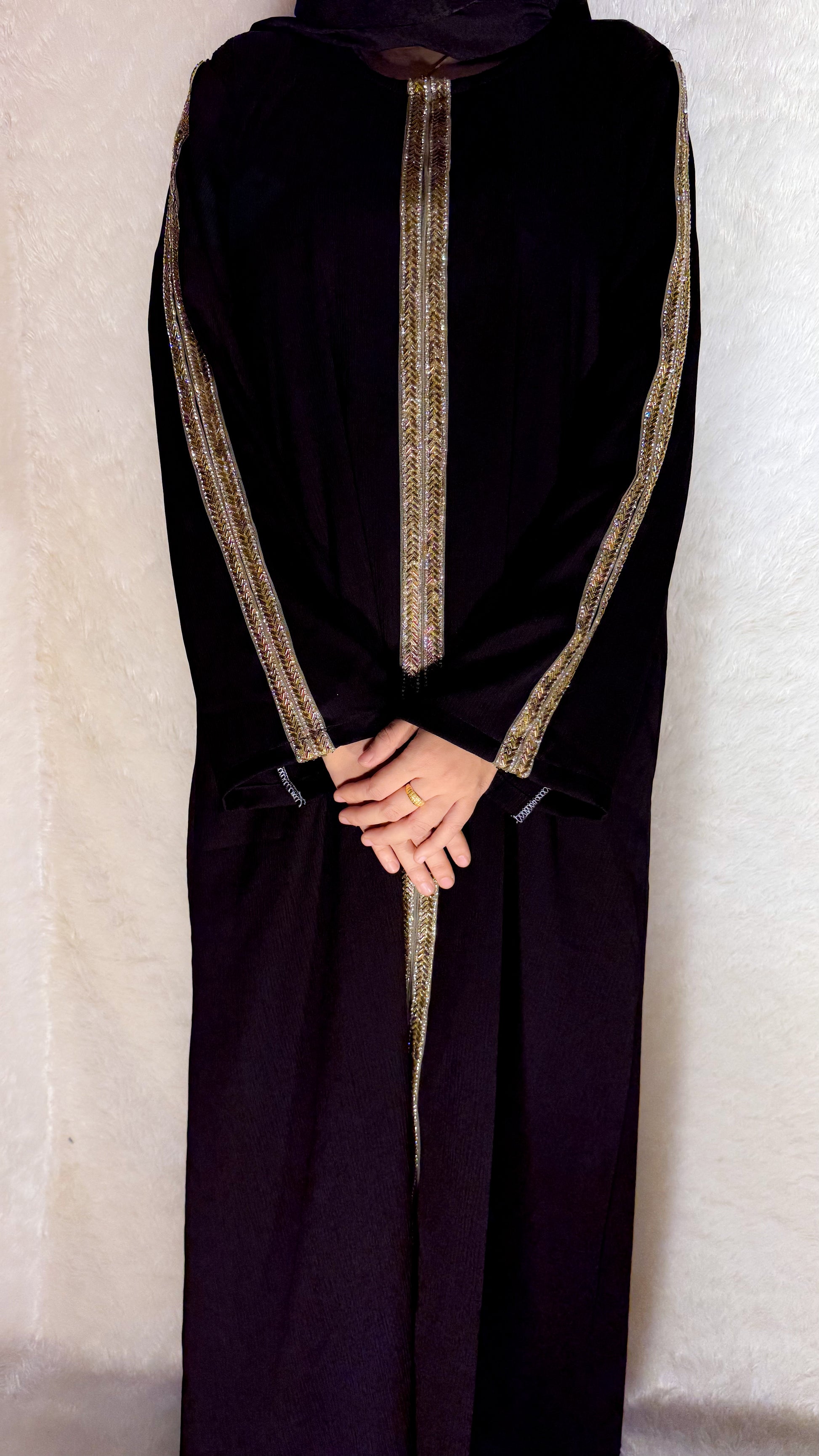Noor Al Layl Gold Embellished Abaya