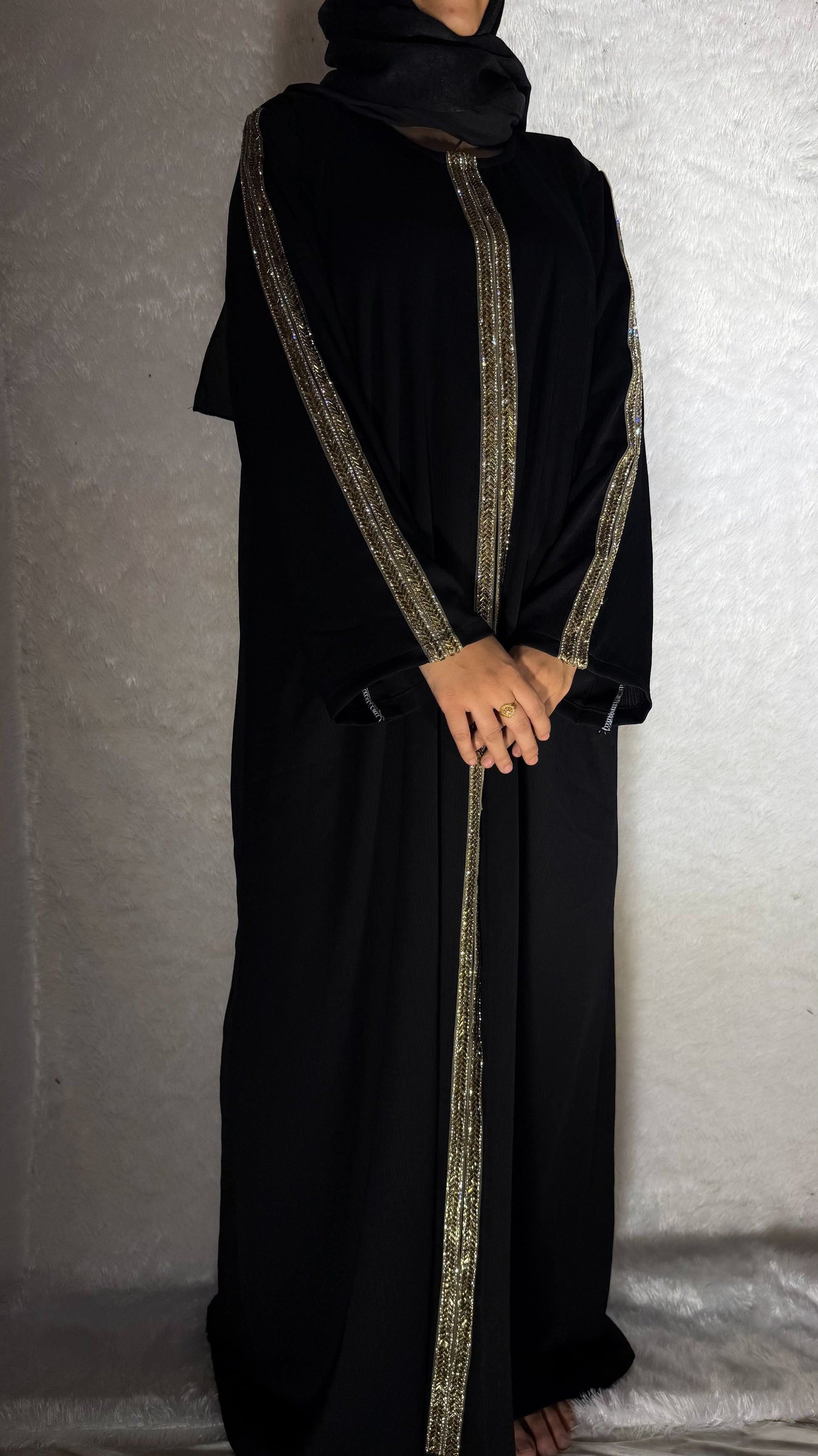 Noor Al Layl Gold Embellished Abaya