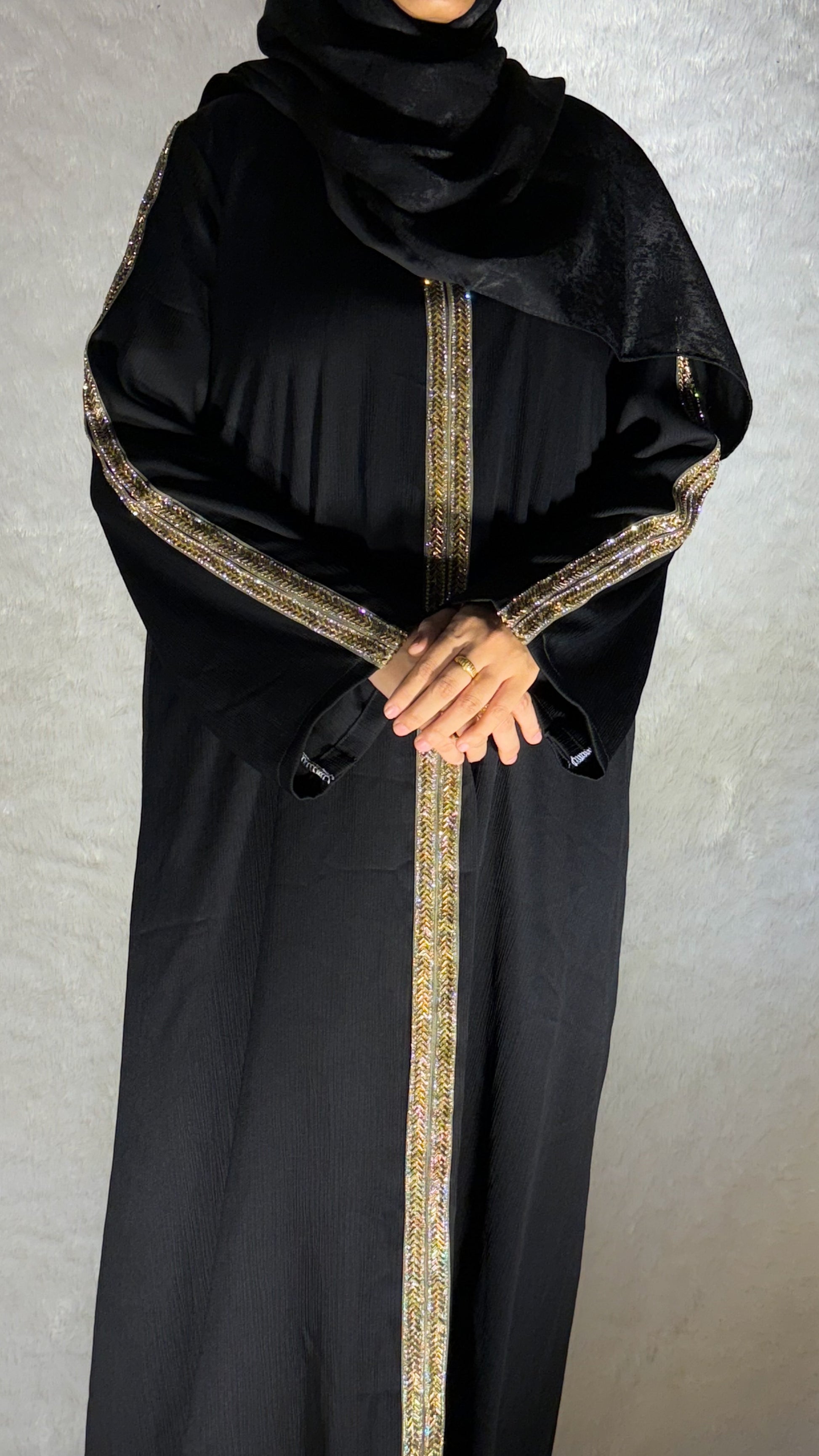 Noor Al Layl Gold Embellished Abaya